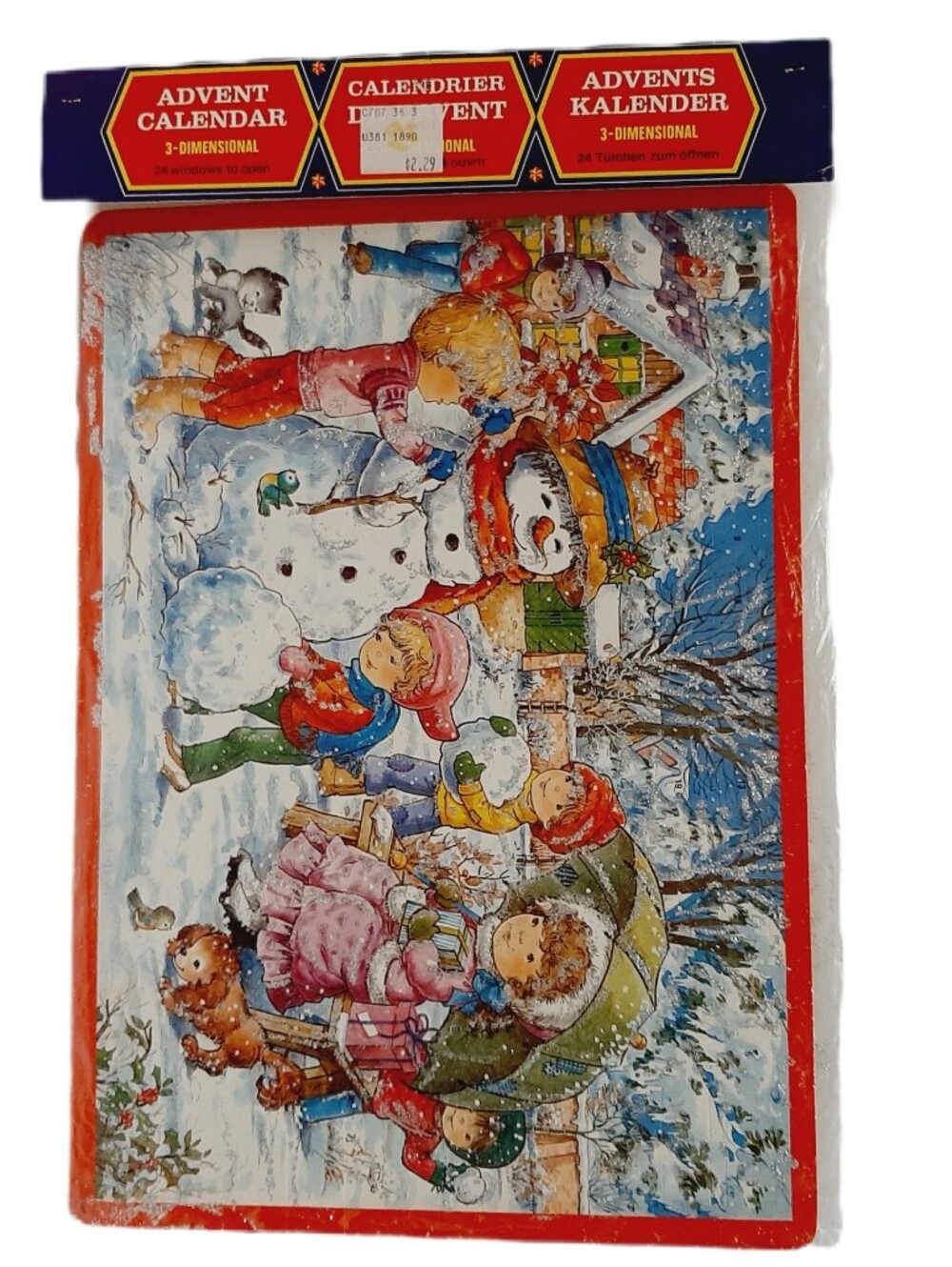 🍒 Vintage Denmark 3D Glitter Christmas Advent Calendar Snowman Georg Moldow